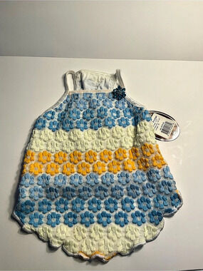 Hip Doggie Spaghetti Days Tank XL Dog Tank in Blue & Yellow NWT